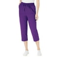 thumbnail image 1 of Woman Within Plus Size Seersucker Pull-On Elastic-Waist Capri Pants, 1 of 5