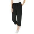 thumbnail image 1 of Woman Within Plus Size Seersucker Pull-On Elastic-Waist Capri Pants, 1 of 5