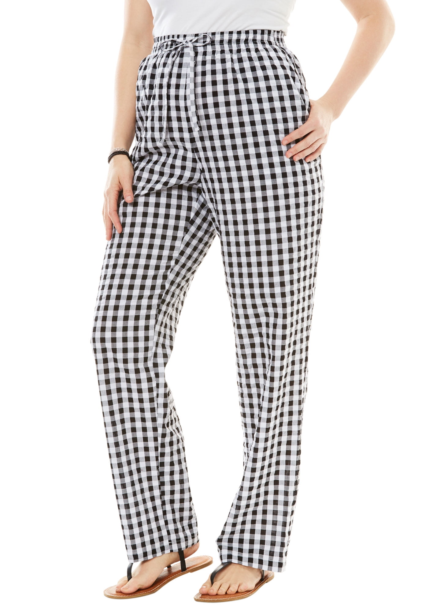 Plus Size Petite Seersucker Pull-On Elastic-Waist Pants