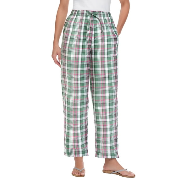 Woman Within Plus Size Seersucker Pull-On Elastic-Waist Pants