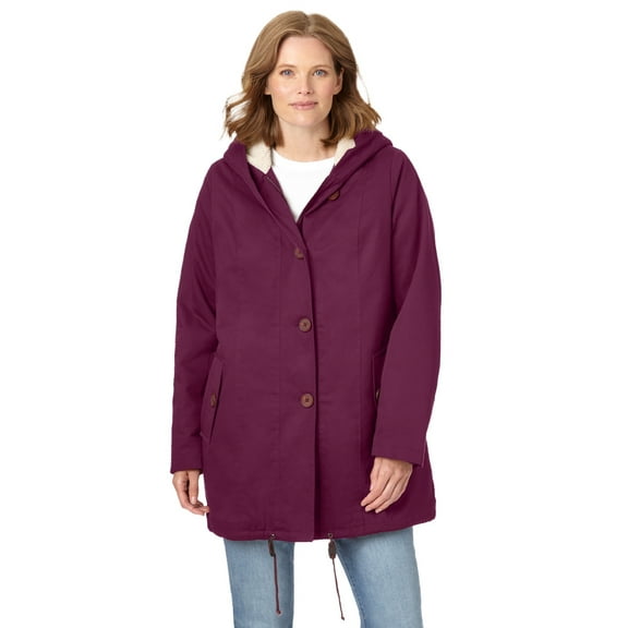 Woman Within Plus Size Sherpa-Lined Hooded Parka