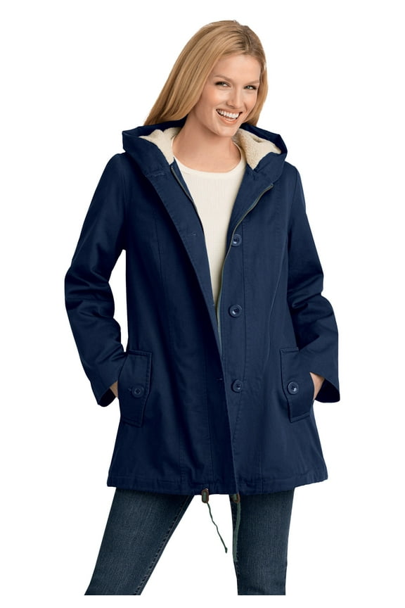 Plus Size Sherpa-Lined Hooded Parka