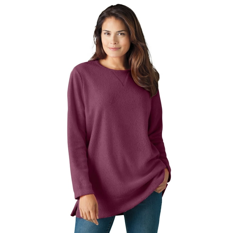 Woman Within Women's Plus Size Sherpa Sweatshirt Sweatshirt