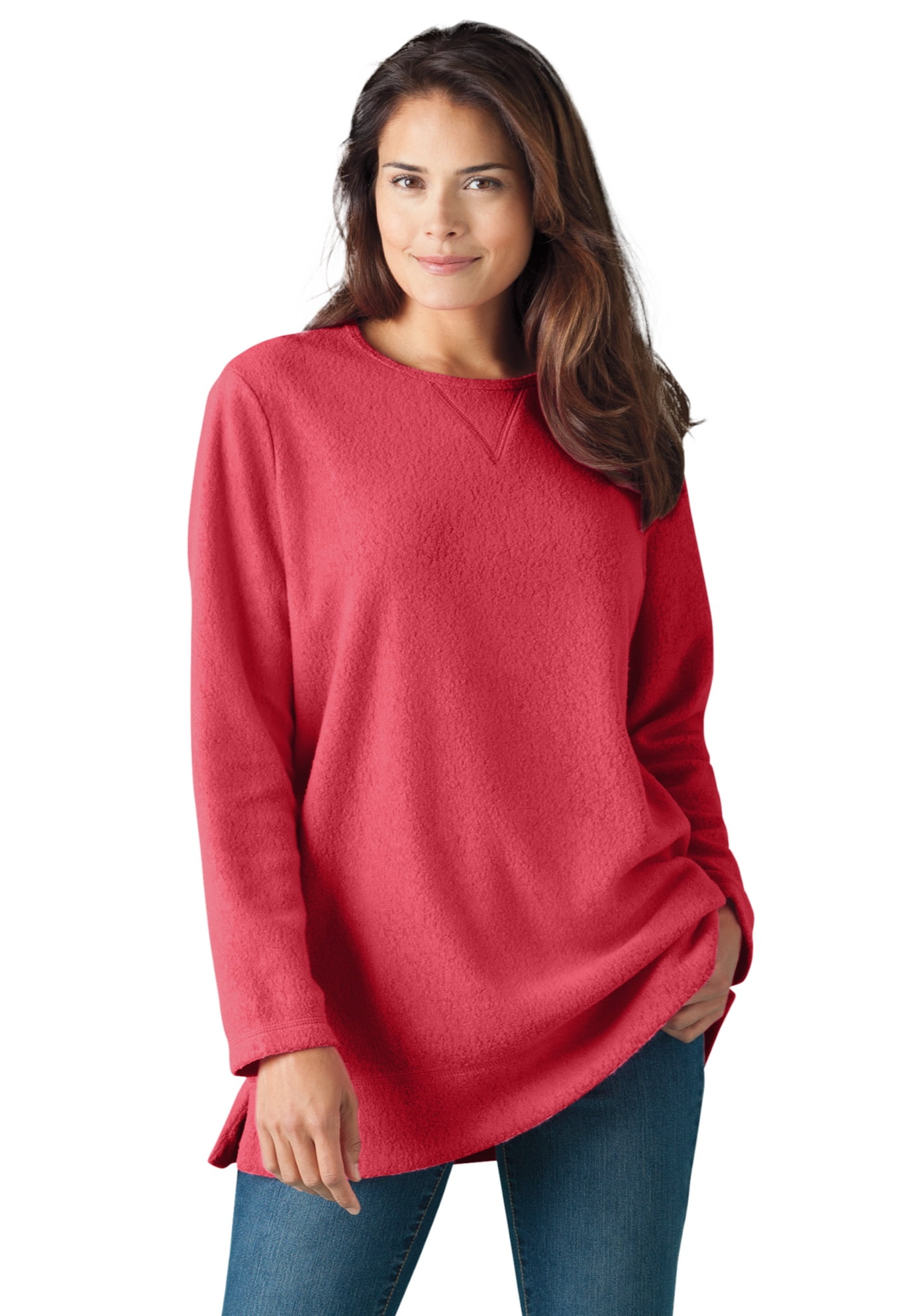 Woman Within Women's Plus Size Sherpa Sweatshirt Sweatshirt 