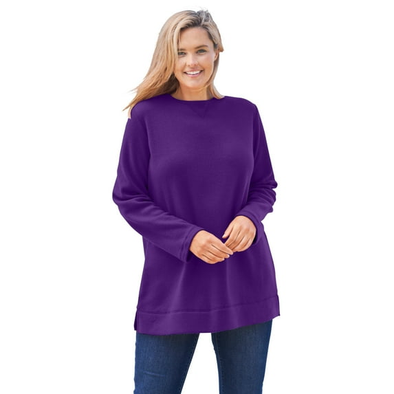 Woman Within Plus Size Crewneck Ultra Soft Sherpa Sweatshirt