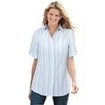 thumbnail image 1 of Woman Within Plus Size Short-Sleeve Button Down Seersucker Shirt, 1 of 5