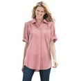 thumbnail image 1 of Woman Within Plus Size Petite Short-Sleeve Button-Down Cotton Seersucker Shirt, 1 of 6