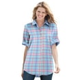 thumbnail image 1 of Woman Within Plus Size Petite Short-Sleeve Button Down Seersucker Shirt, 1 of 6