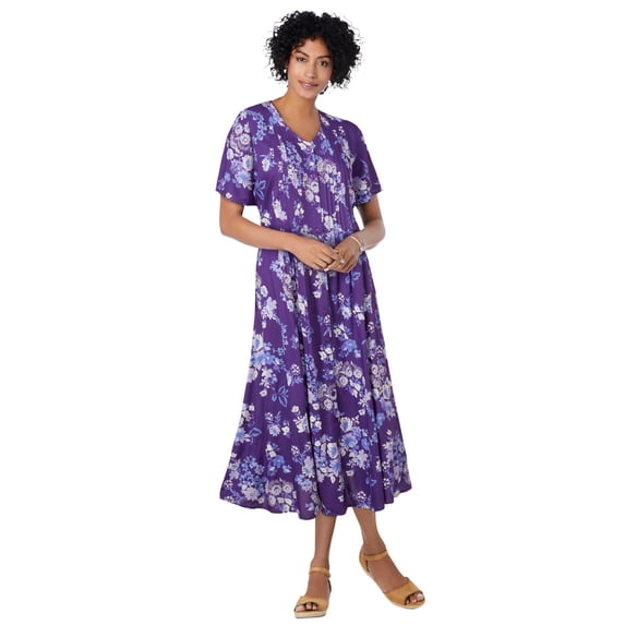 Woman Within Women's Plus Size Short-Sleeve Button-Front Dress