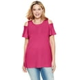 thumbnail image 1 of Woman Within Plus Size Short-Sleeve Cold-Shoulder Tee, 1 of 5