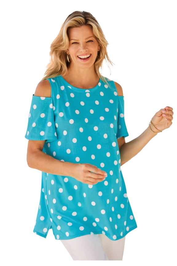 Plus Size Short-Sleeve Cold-Shoulder Tee