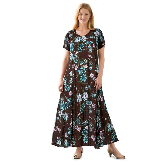 Woman Within Women's Plus Size Petite Short-Sleeve Crinkle Dress