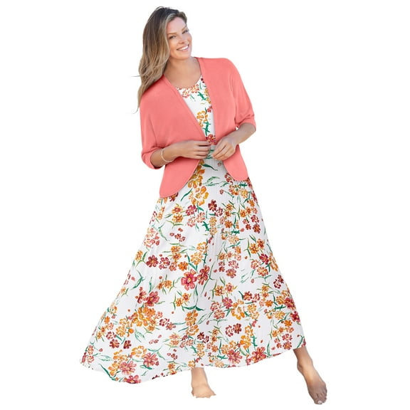 Woman Within Plus Size Short-Sleeve Crinkle Dress