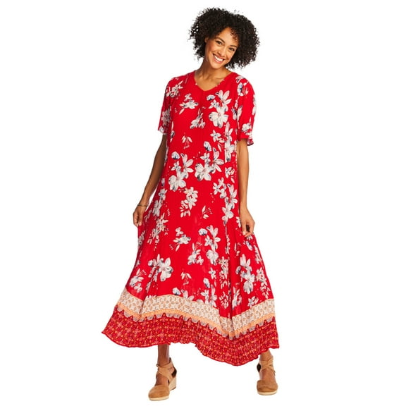 Woman Within Plus Size Short-Sleeve Crinkle Dress