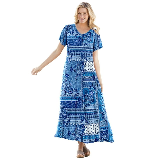 Woman Within Women's Plus Size ShortSleeve Crinkle Dress