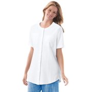 Woman Within Plus Size Short-Sleeve Crinkle Shirt