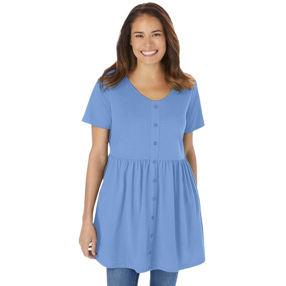 Woman Within Women's Plus Size Short-Sleeve Empire Waist Tunic