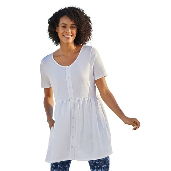 Woman Within Plus Size Short-Sleeve Empire Waist Tunic