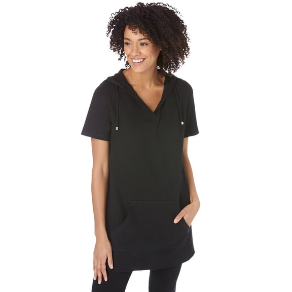 Woman Within Plus Size Short-Sleeve Hoodie