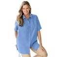 thumbnail image 1 of Woman Within Plus Size Short-Sleeve Peachskin Button-Front Shirt, 1 of 6
