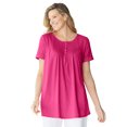 thumbnail image 1 of Woman Within Plus Size Short-Sleeve Pintucked Henley Tunic, 1 of 6