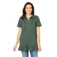 thumbnail image 1 of Woman Within Plus Size Short Sleeve Ruffle Hem Polo Tunic, 1 of 3