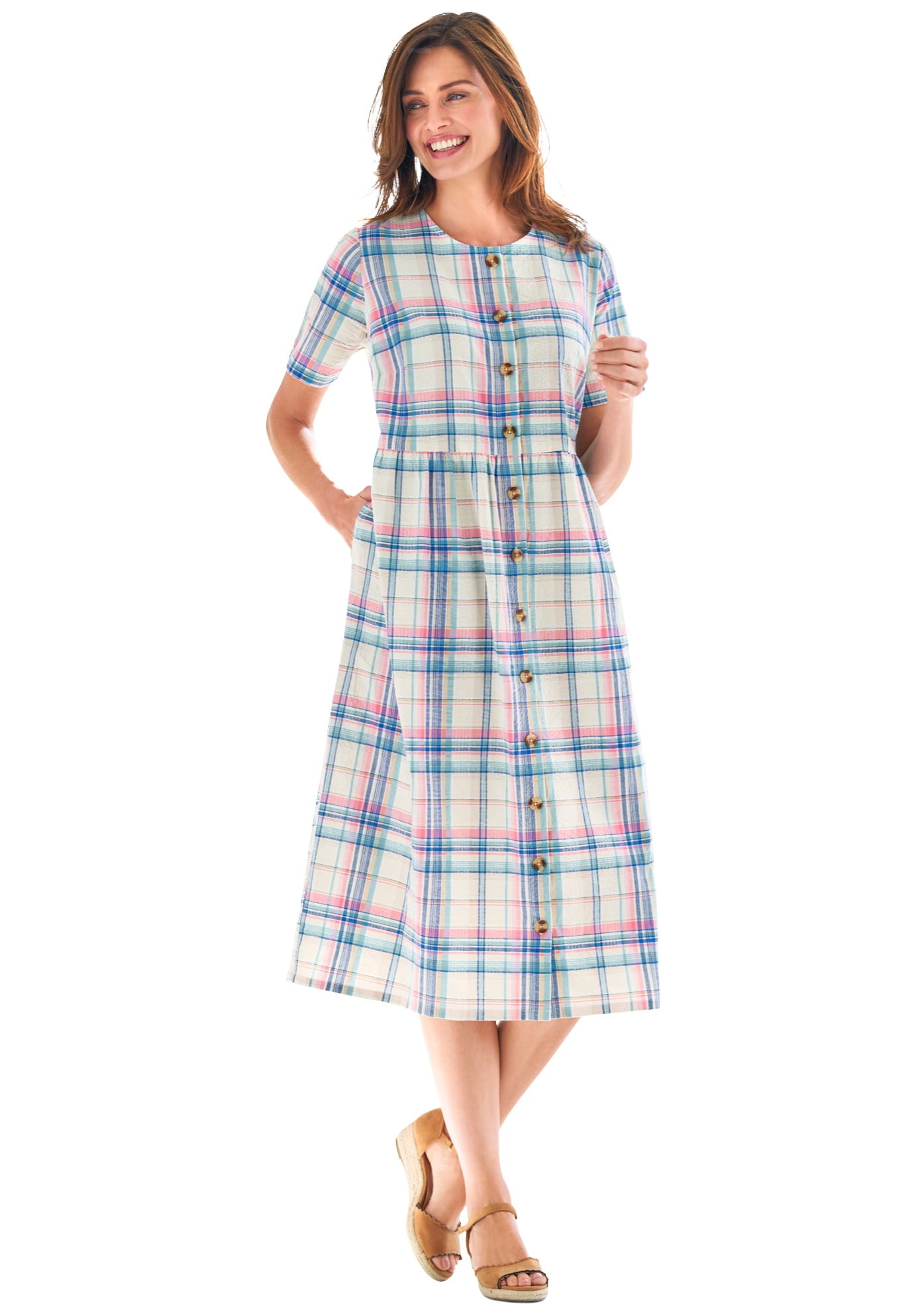 Women's plus 2025 size seersucker dress