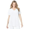 thumbnail image 1 of Woman Within Plus Size Short-Sleeve V-Neck Shirred Tee, 1 of 5