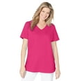 thumbnail image 1 of Woman Within Plus Size Short-Sleeve V-Neck Shirred Tee, 1 of 5