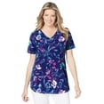 thumbnail image 1 of Woman Within Plus Size Short-Sleeve V-Neck Shirred Tee, 1 of 6