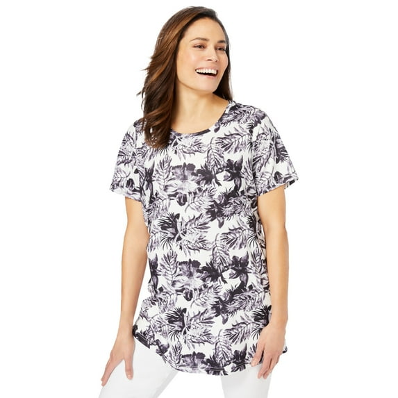 Woman Within Plus Size Short Sleeve Watercolor Tunic