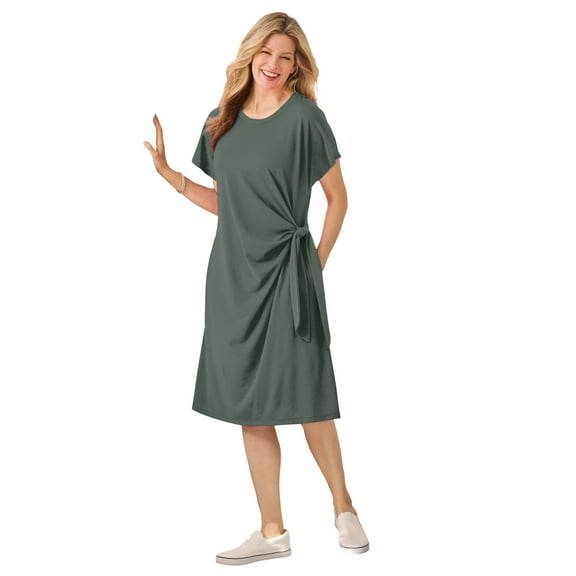 Woman Within Plus Size Side Knot Tee Dress