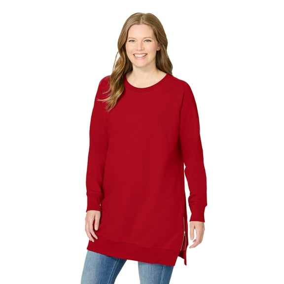Woman Within Plus Size Side Zip Sweatshirt
