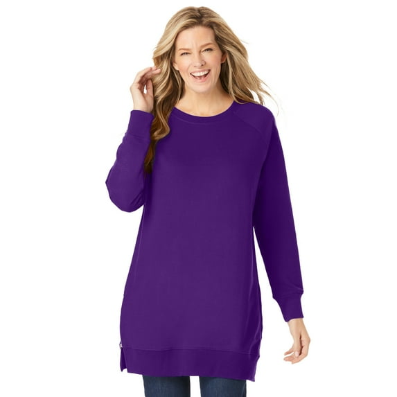 Woman Within Plus Size Side Zip Sweatshirt
