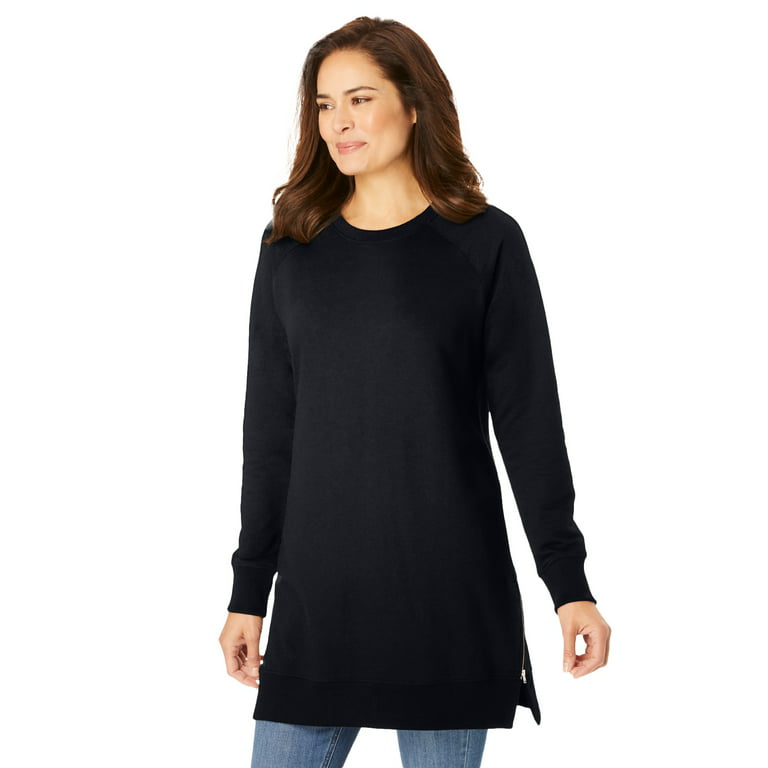 Woman Within Women's Plus Size Side Zip Sweatshirt