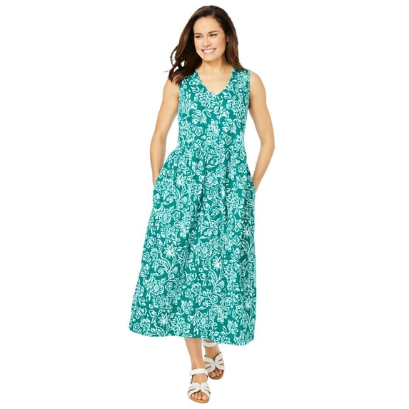 Woman Within Plus Size Sleeveless Button Front Dress