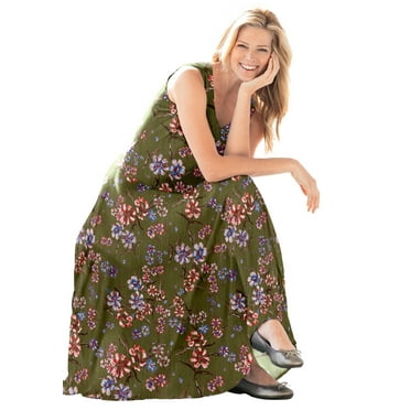 Woman Within Plus Size Sleeveless Crinkle Dress