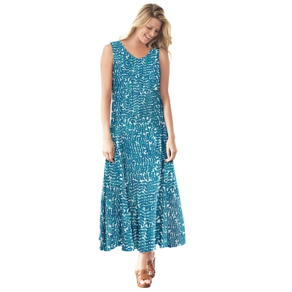 Woman Within Plus Size Petite Sleeveless Crinkle Dress