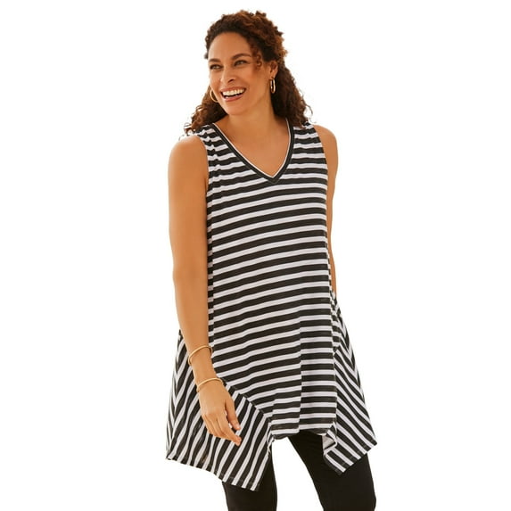 Woman Within Plus Size Sleeveless Hanky Hem Tunic