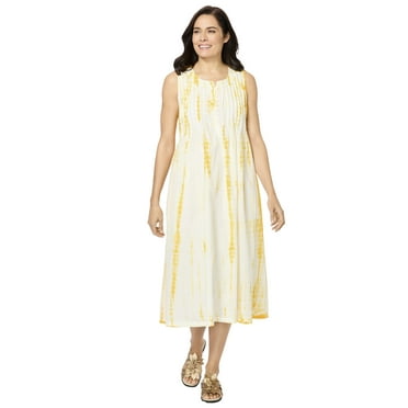 Woman Within Plus Size Sleeveless Pintuck Tie-Dye Dress