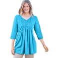 thumbnail image 1 of Woman Within Plus Size Smocked Henley Trapeze Tunic, 1 of 5