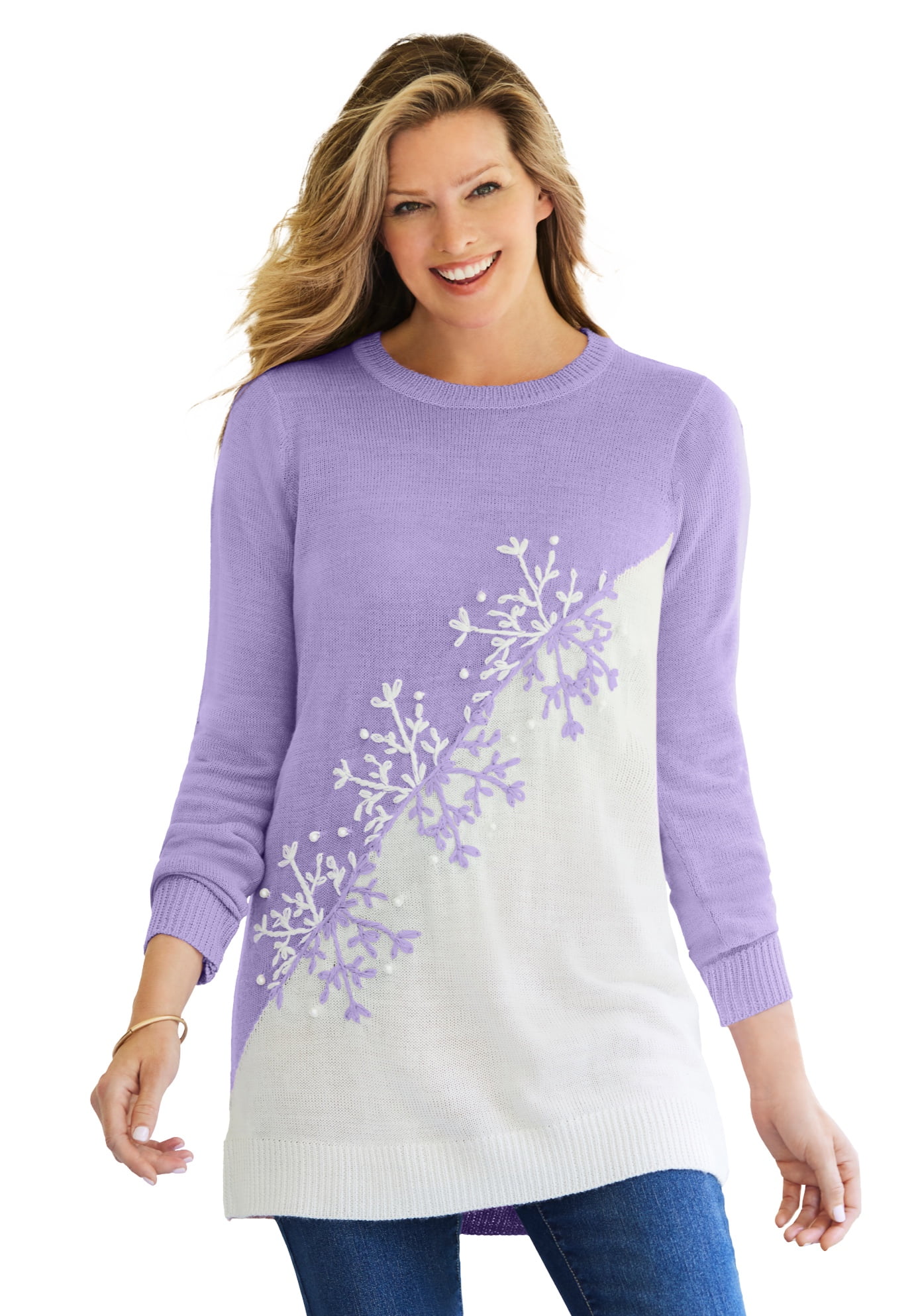 Woman Within Women's Plus Size Knit Panel Skirt Soft Knit Skirt - 3X, Black Painterly Floral SIZE 16⁄18 Woman Within PALE-GREEN Paisley Print Pintuck Tunic Shirt - Plus  Size