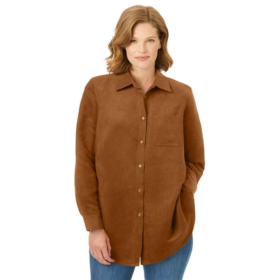 Woman Within Plus Size Soft Faux Suede Shirt
