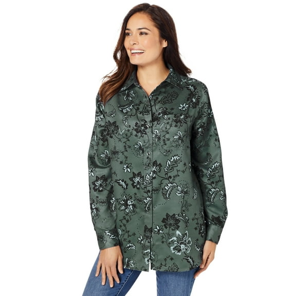 Woman Within Plus Size Soft Faux Suede Shirt