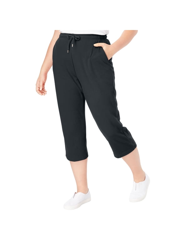 Plus Size Petite Sport-Knit Pull-On Capri Pants