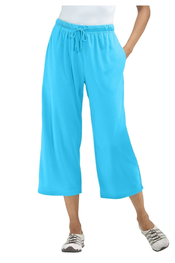 Plus Size Sport-Knit Pull-On Capri Pants