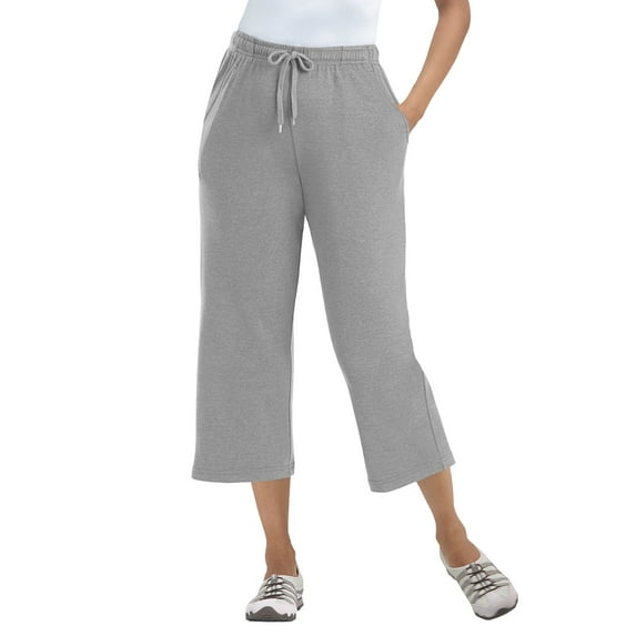 Woman Within Plus Size Sport-Knit Pull-On Capri Pants
