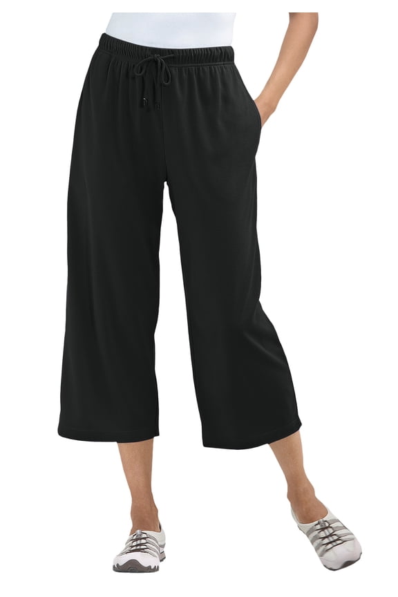 Plus Size Petite Sport-Knit Pull-On Capri Pants