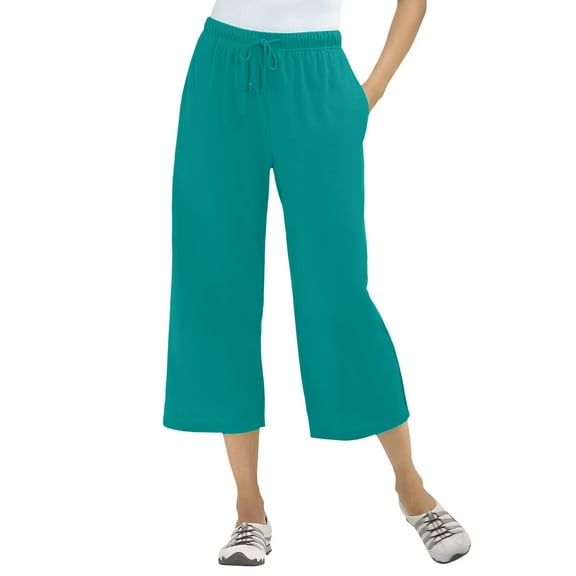 Woman Within Plus Size Sport-Knit Pull-On Capri Pants