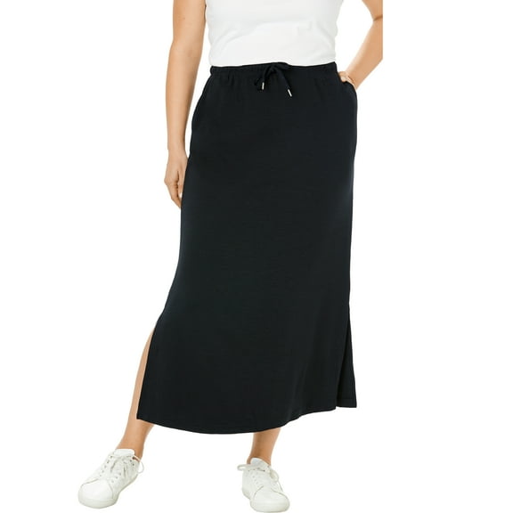Woman Within Plus Size Petite Sport Knit Side-Slit Skirt